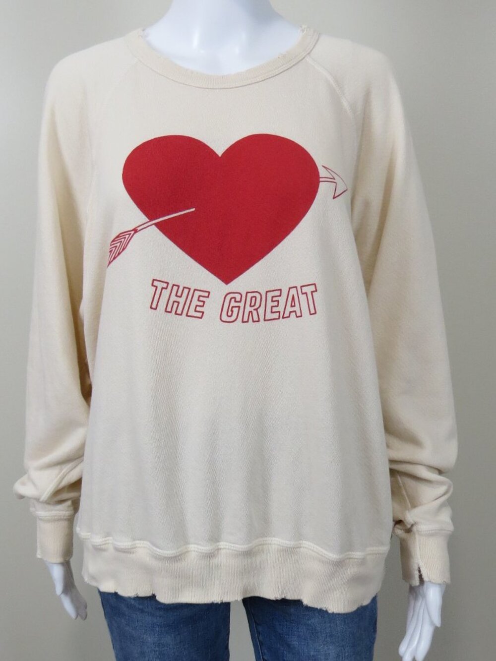 THE GREAT. Heart Sweatshirt SIZE 3 (Large) Love, Valentines